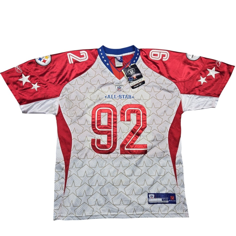 Pittsburgh Steelers Jersey Mens 50 White‎ NFL Football Harrison Reebok Pro Bowl
